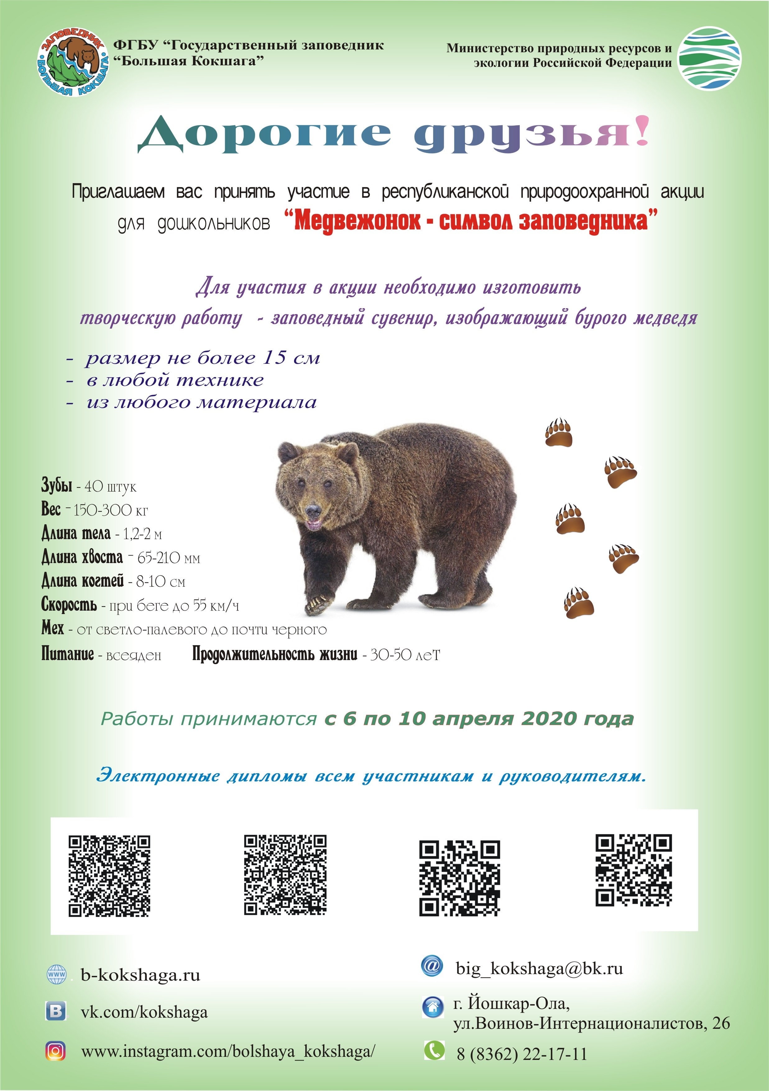 Приглашаем принять участие в акции "Медвежонок-символ заповедника"