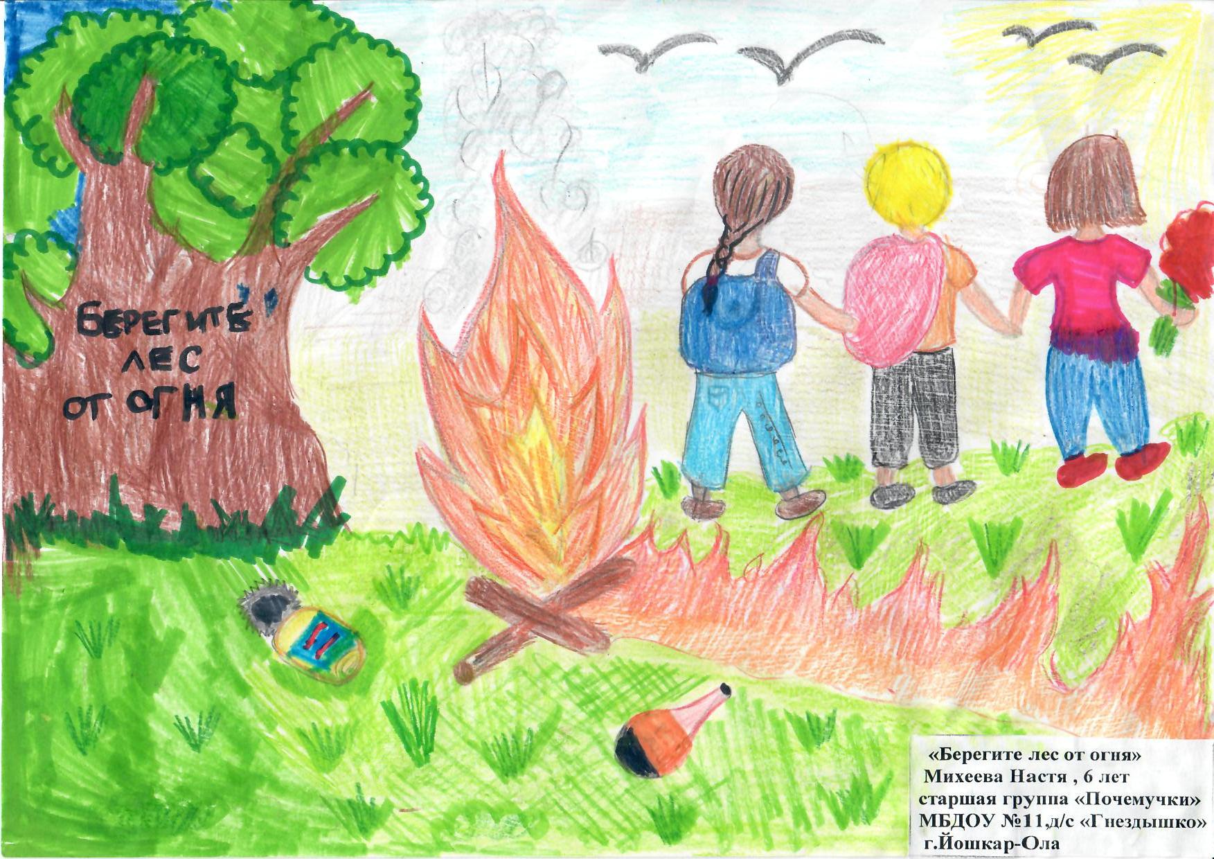 Рисунки для детей на тему пожароопасный период